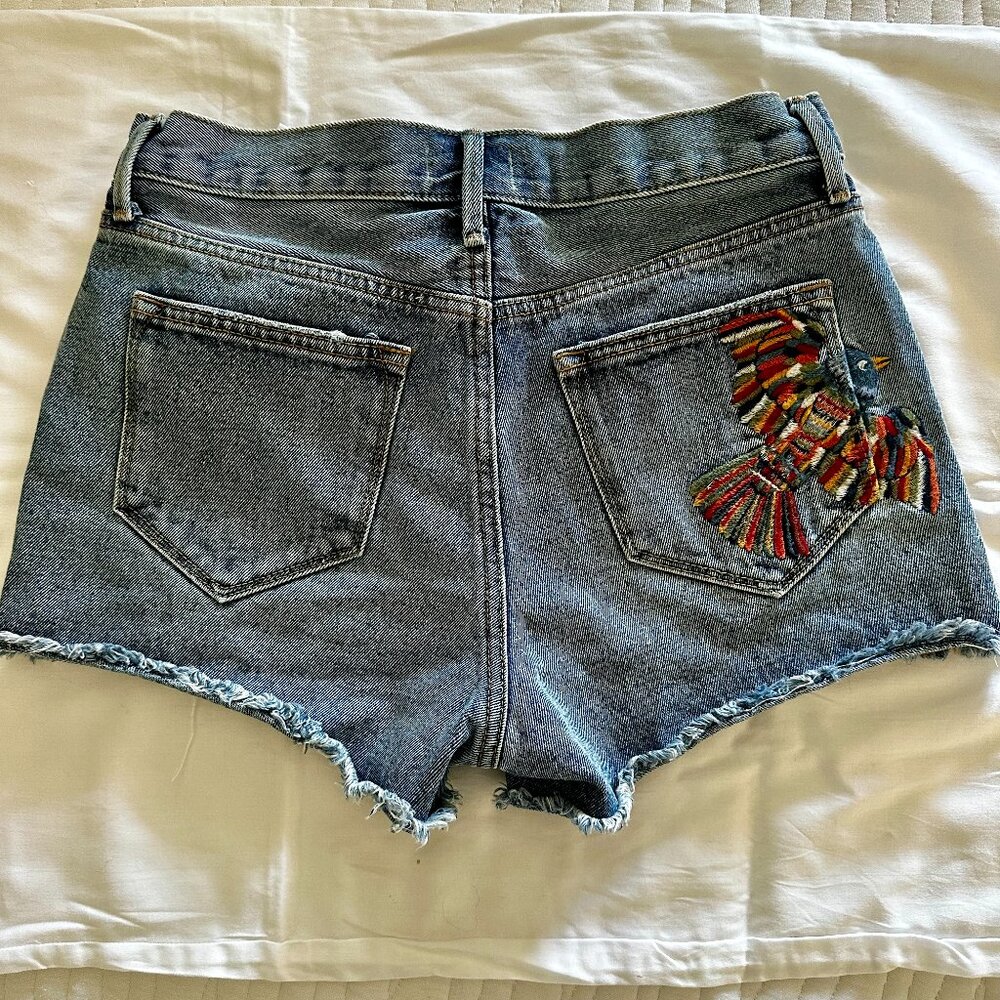 Driftwood Embroidered Bird Jean Shorts